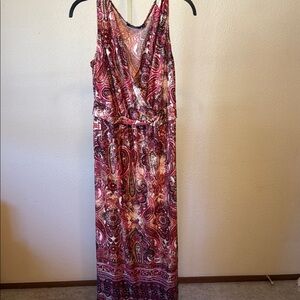Elementz Red and Pink Sleeveless V-Neck Sundress